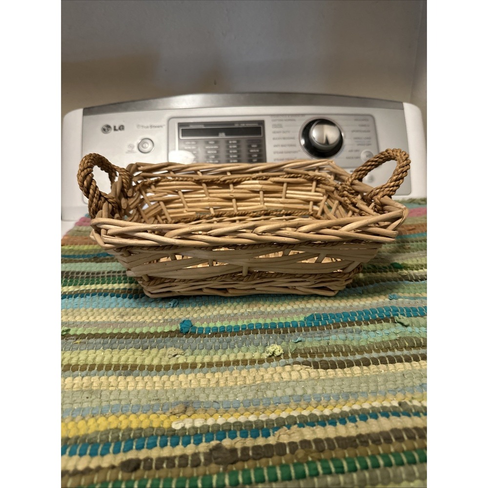 Woven Wicker Rattan Braided Tray Boho Square Rectangle‎ Basket Tray Vintage